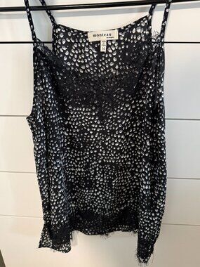 Black and White Dot Feather print Cami Blouse